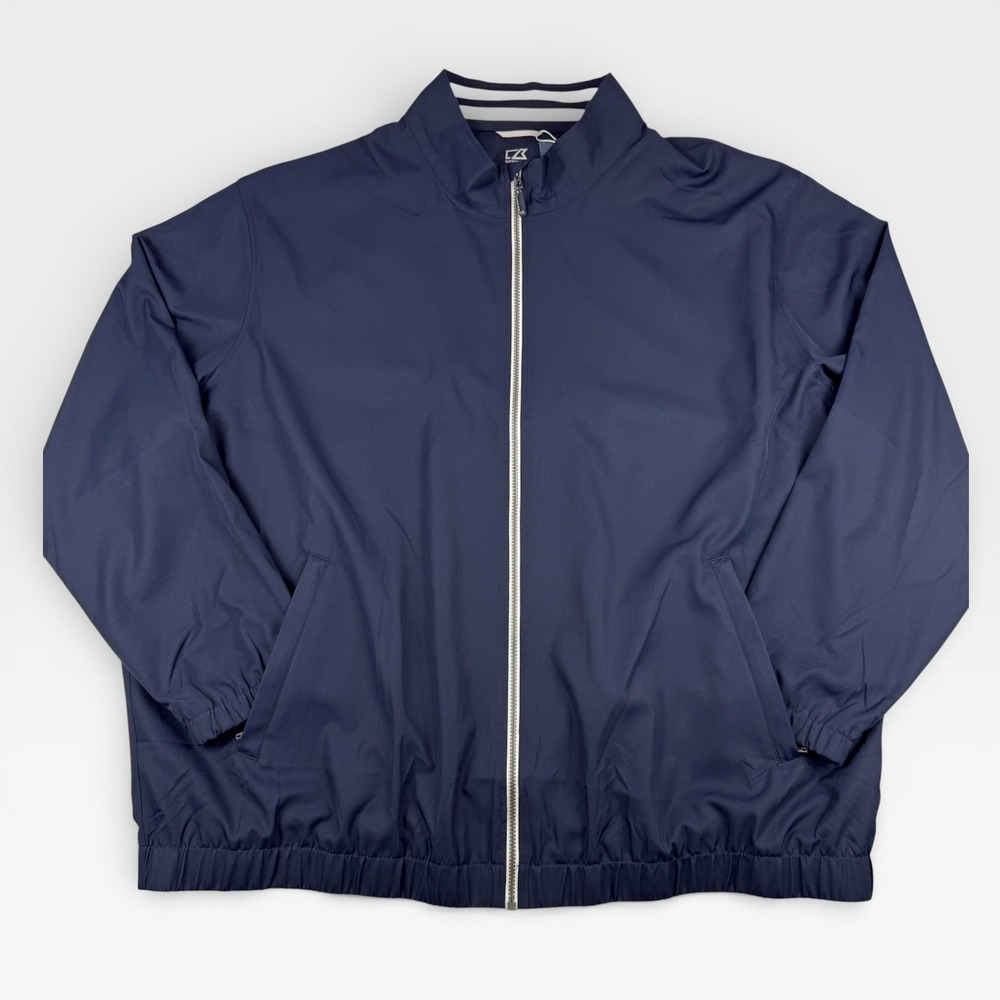 CUTTER & BUCK Dry Tech Full Zip Jacket Mens 4XB Navy Blue Windbreaker Outerwear - Picture 2 of 11